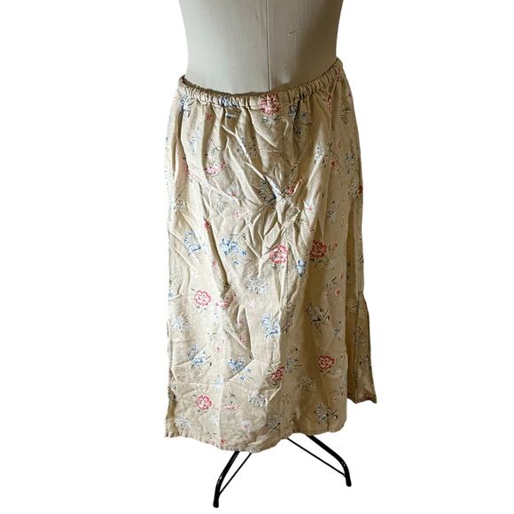 Vtg Y2K 2000s Floral Linen Maxi Skirt Sz L Cottagecore Fairycore Romantic - Picture 5 of 8